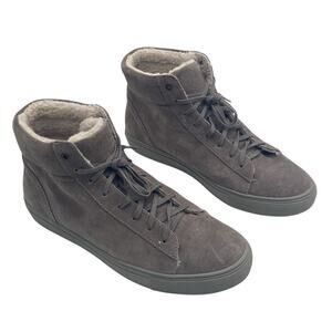 Express Men's High-Top Sneakers Gray Faux‎ Fur Lined Lace-Up Size 9.5
